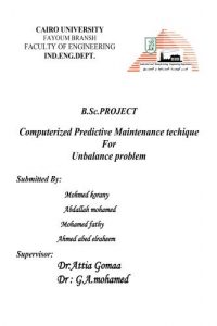 مشروع تخرج بعنوان Computerized Predictive Maintenance Technique for Unbalance Problem